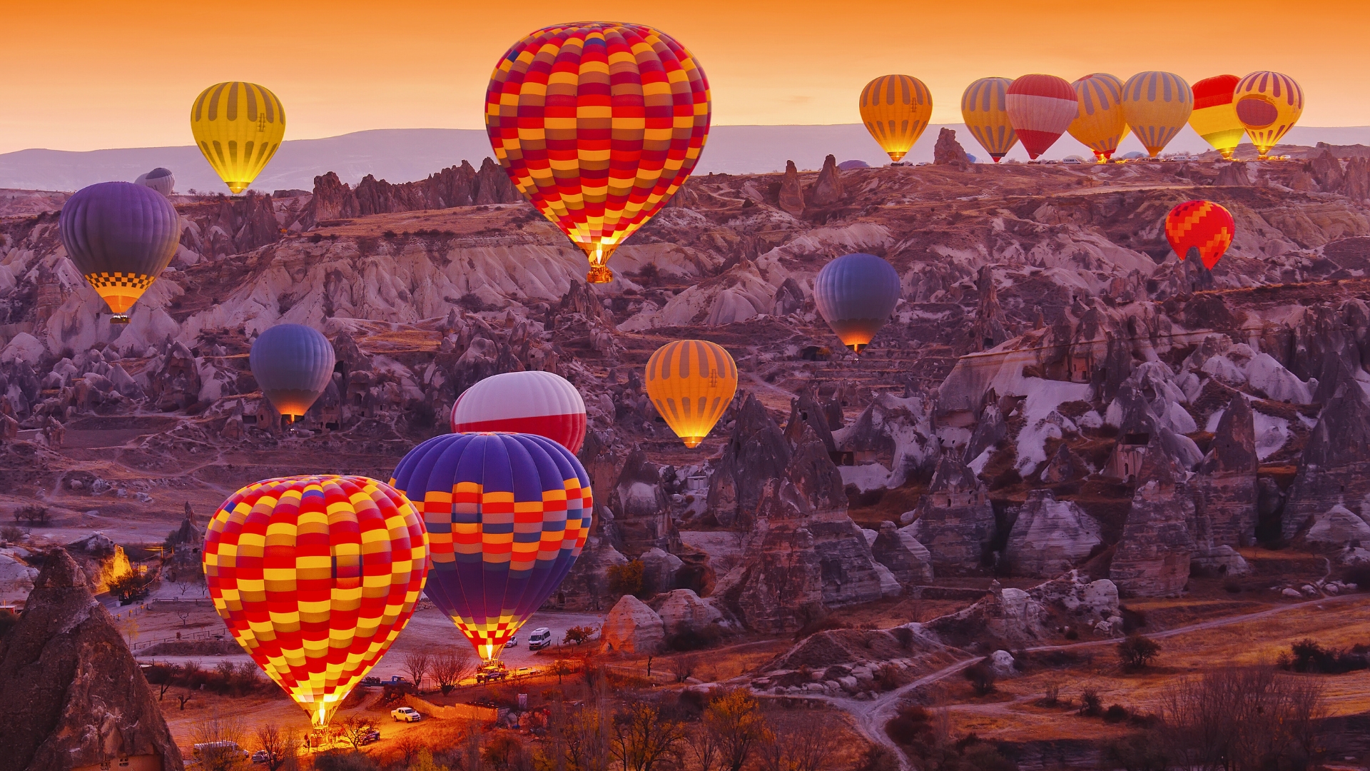 Hot air balloons Cappadocia landscape view