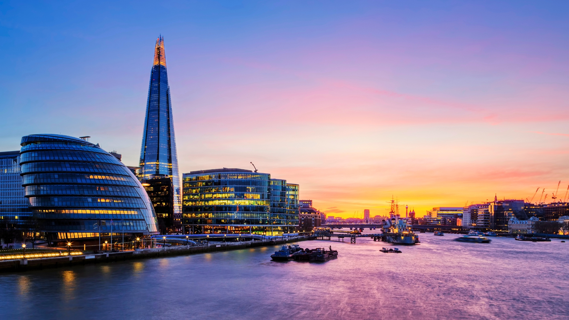 London city at sunset