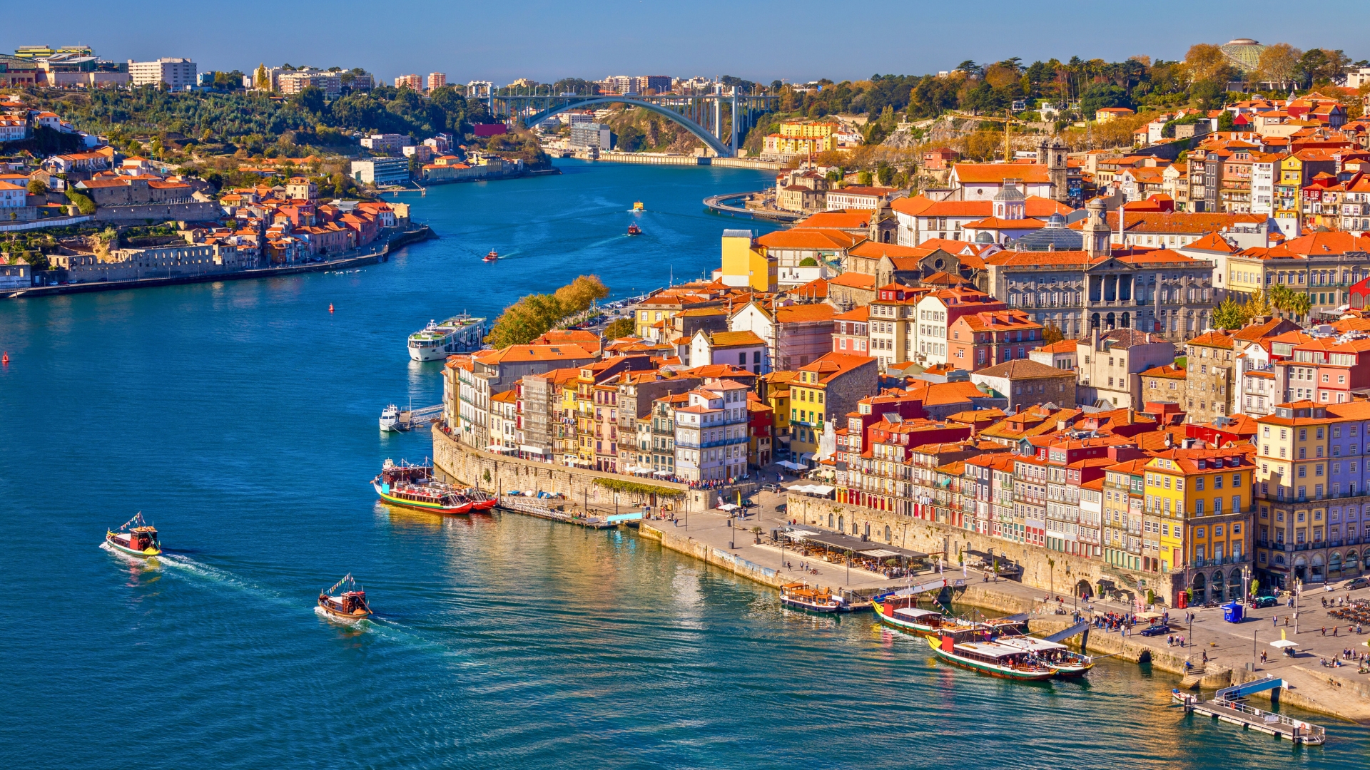 Porto, Portugal old town on the Douro River. Oporto panorama